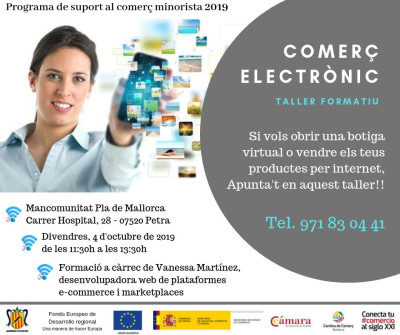 Cartell taller formatiu sobre “Comerç electrònic” a la Mancomunitat Pla de Mallorca