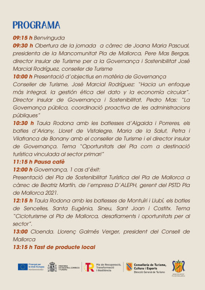FÒRUM DE GOVERNANÇA I SOSTENIBILITAT TURÍSTICA DEL PLA DE MALLORCA