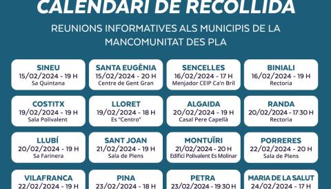 Reunions informatives als municipis de la mancomunitat pel canvi de calendari de recollida de residus